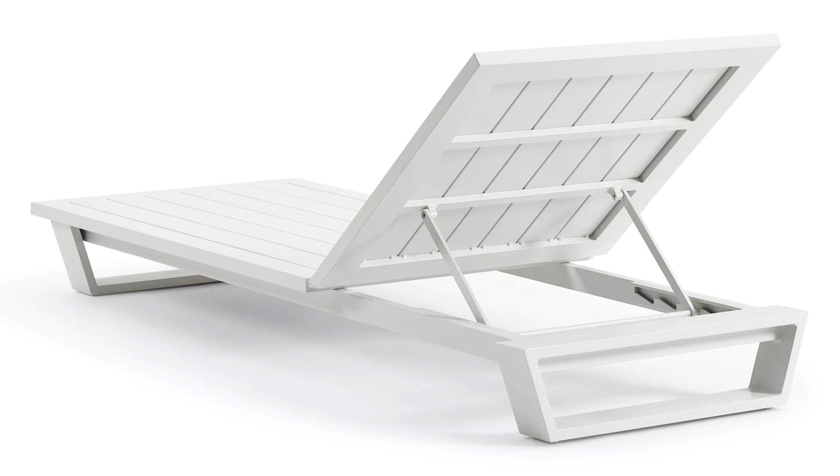 Pagino white aluminum chaise lounge with gray cushion – another view