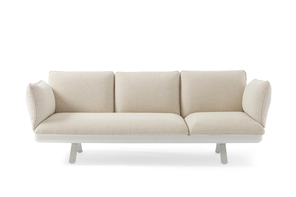 Camille 3-seat aluminum outdoor sofa that converts to a lounger