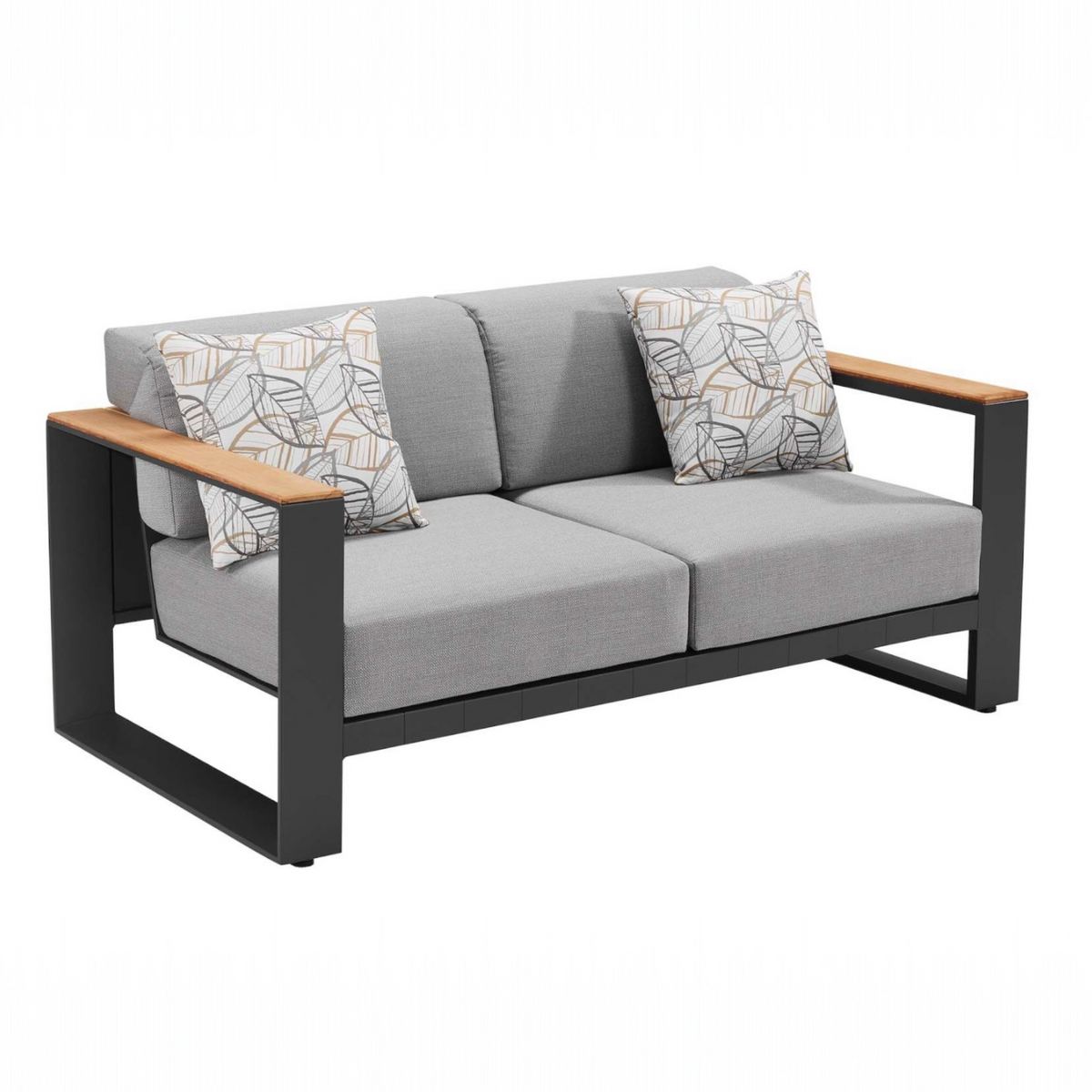 Sofy 2-seat aluminum and teak balcony loveseat