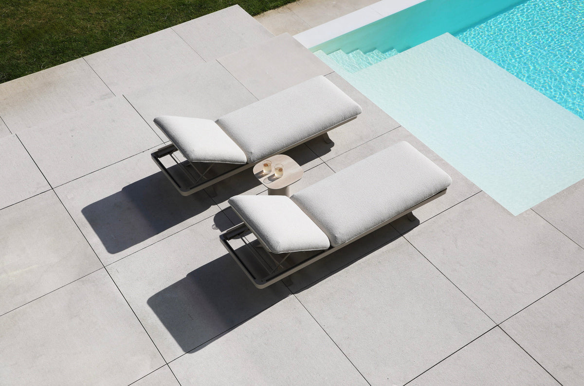 Camille modular aluminum pool lounger with headrest – shown outdoors (6)