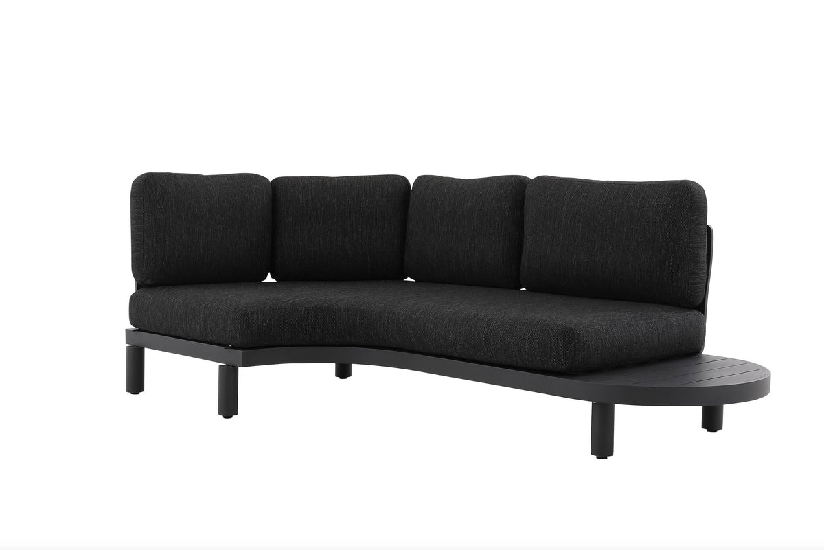 Alba anthracite aluminum corner sofa set with thick gray olefin cushions – another view (2)