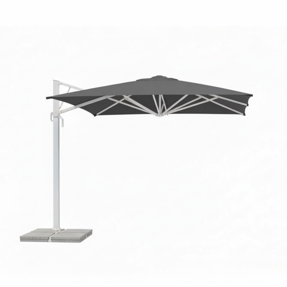 Sofy white aluminum 3 x 3 m offset umbrella with gray canopy