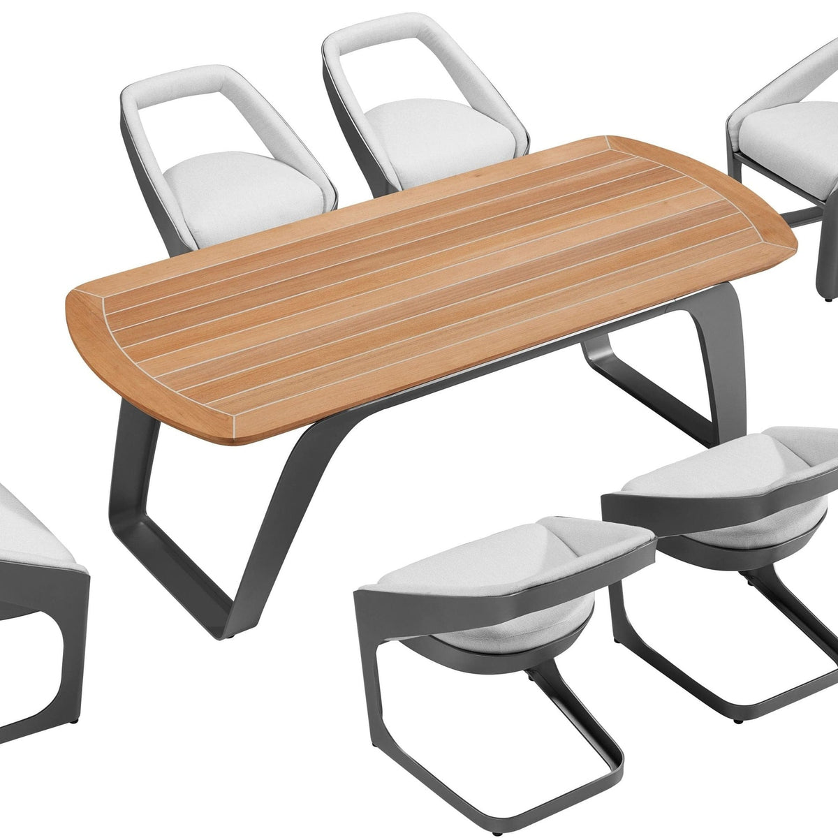 Onda aluminum and teak Sunbrella outdoor dining set