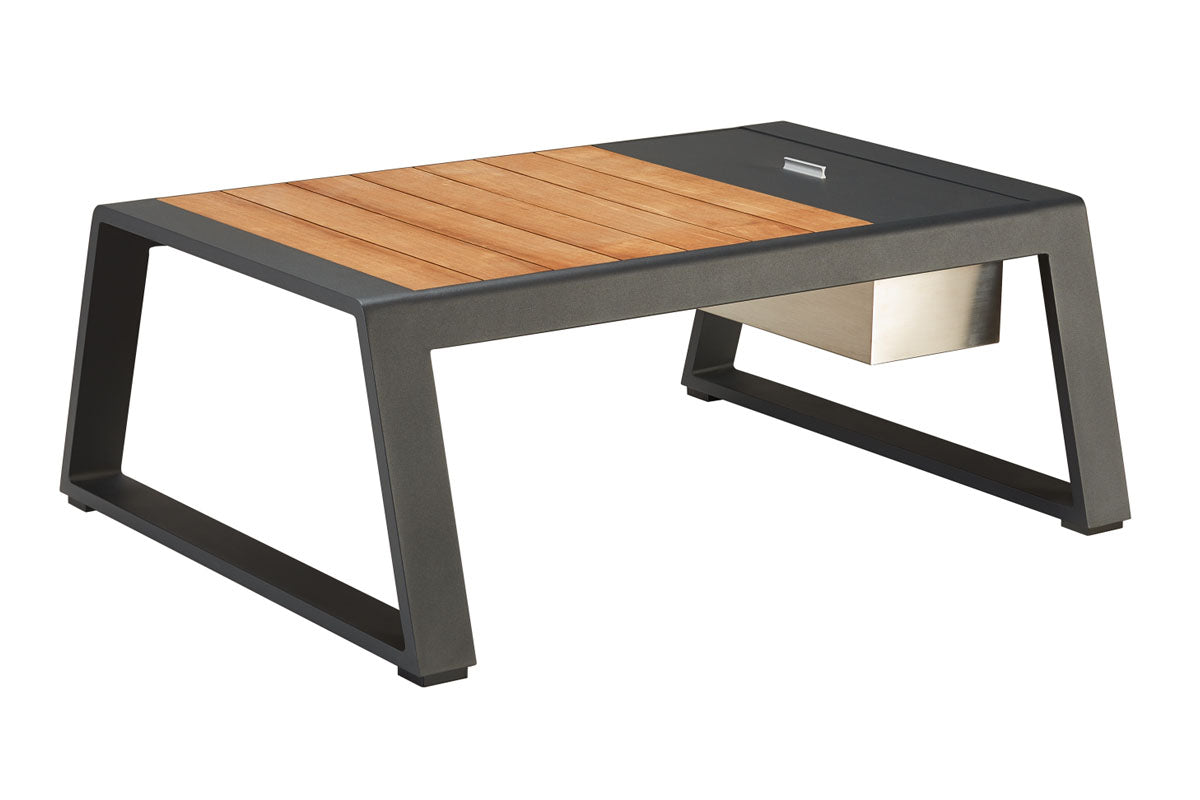 Cofy 2-seat aluminum and teak outdoor loveseat – another view