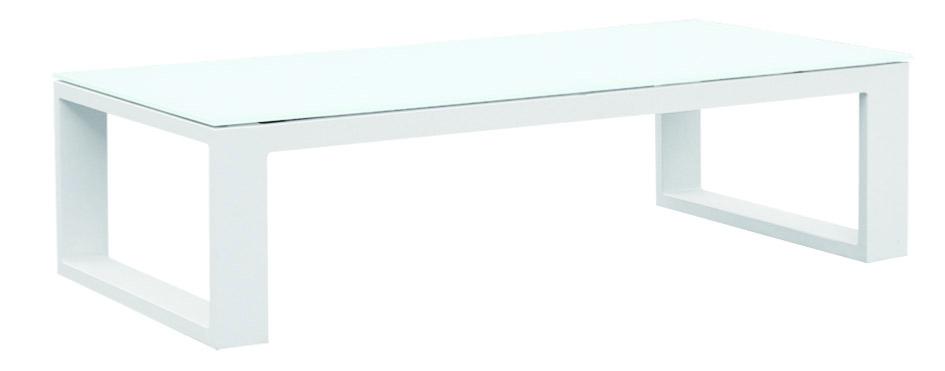 Coffee table from the Jelly Mini small aluminum patio set with loveseat, two armchairs and ceramic table – another view