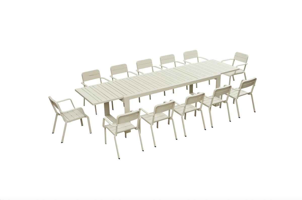 Jenna telescopic beige aluminum outdoor dining table