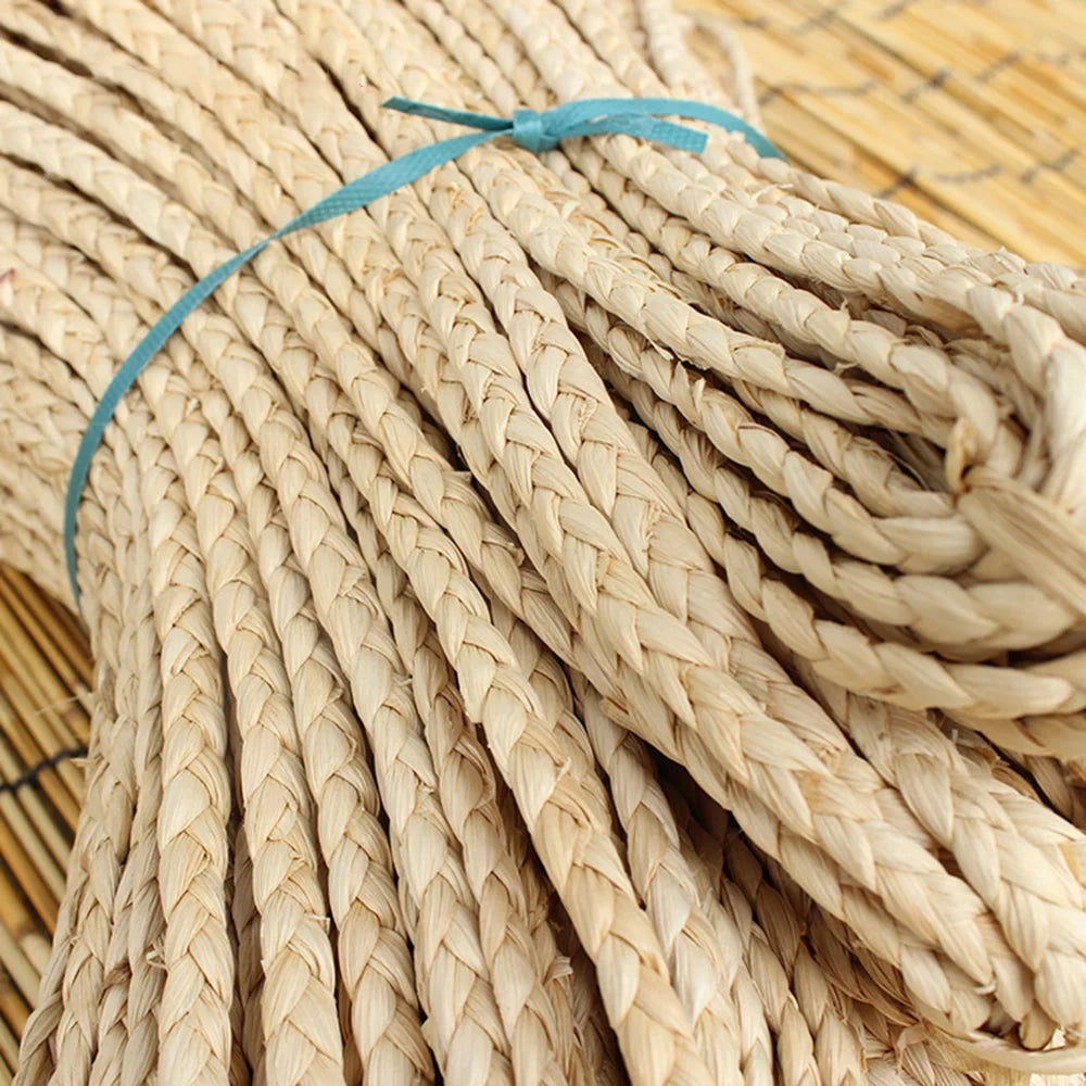 Straw-weave rattan decor accent in warm beige – close-up detail