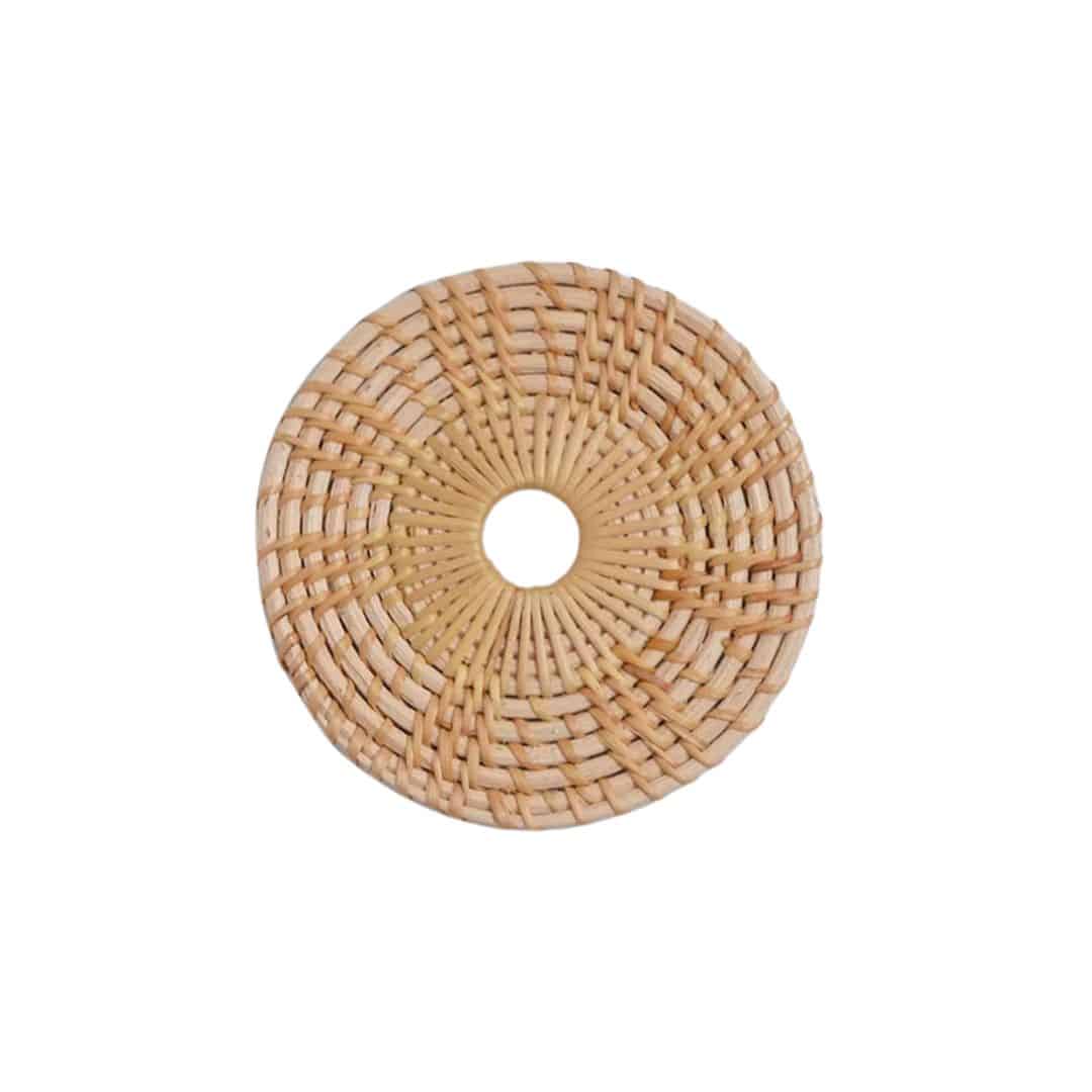 Round openwork handwoven rattan doily