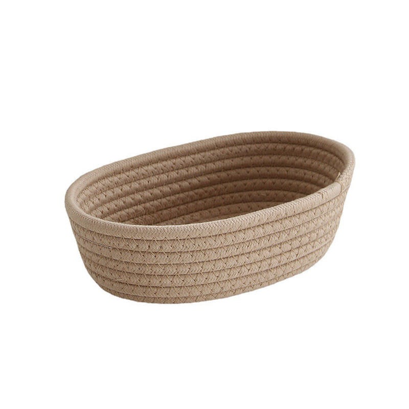 White oval cotton rope storage basket