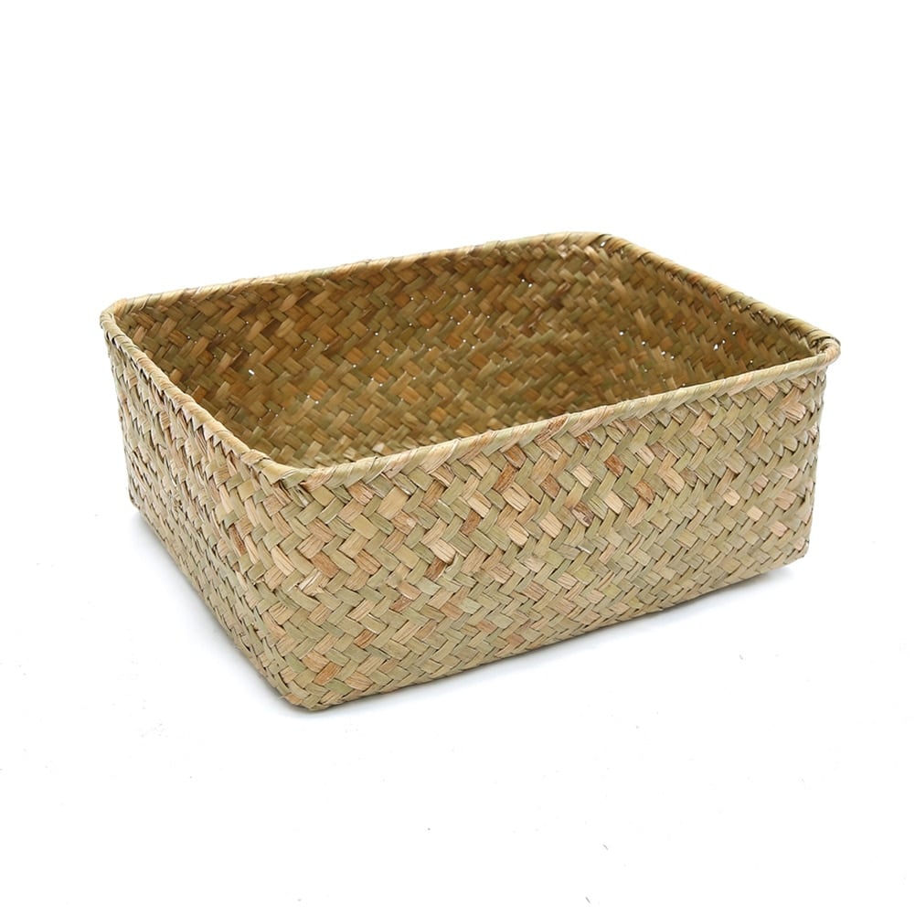 Structured rectangular handwoven rattan storage basket – M variant, another view