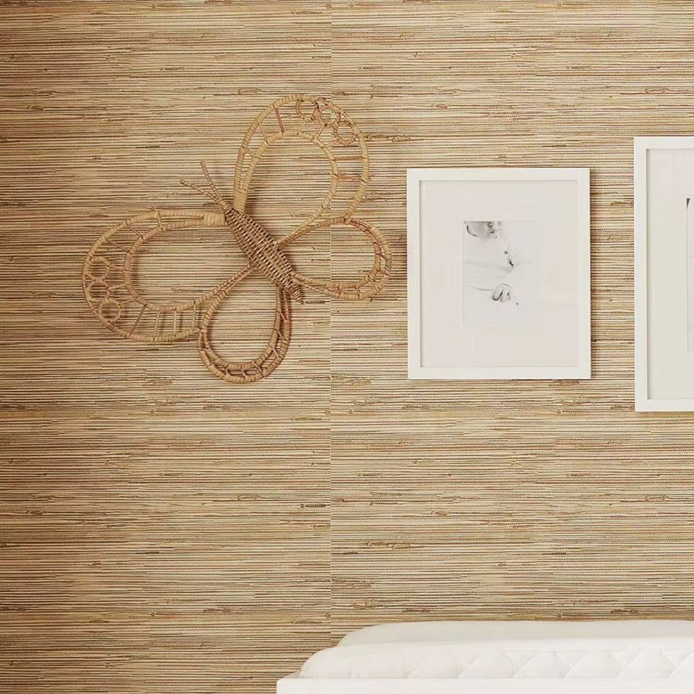 Hand-braided rattan butterfly wall decor – shown in a room setting