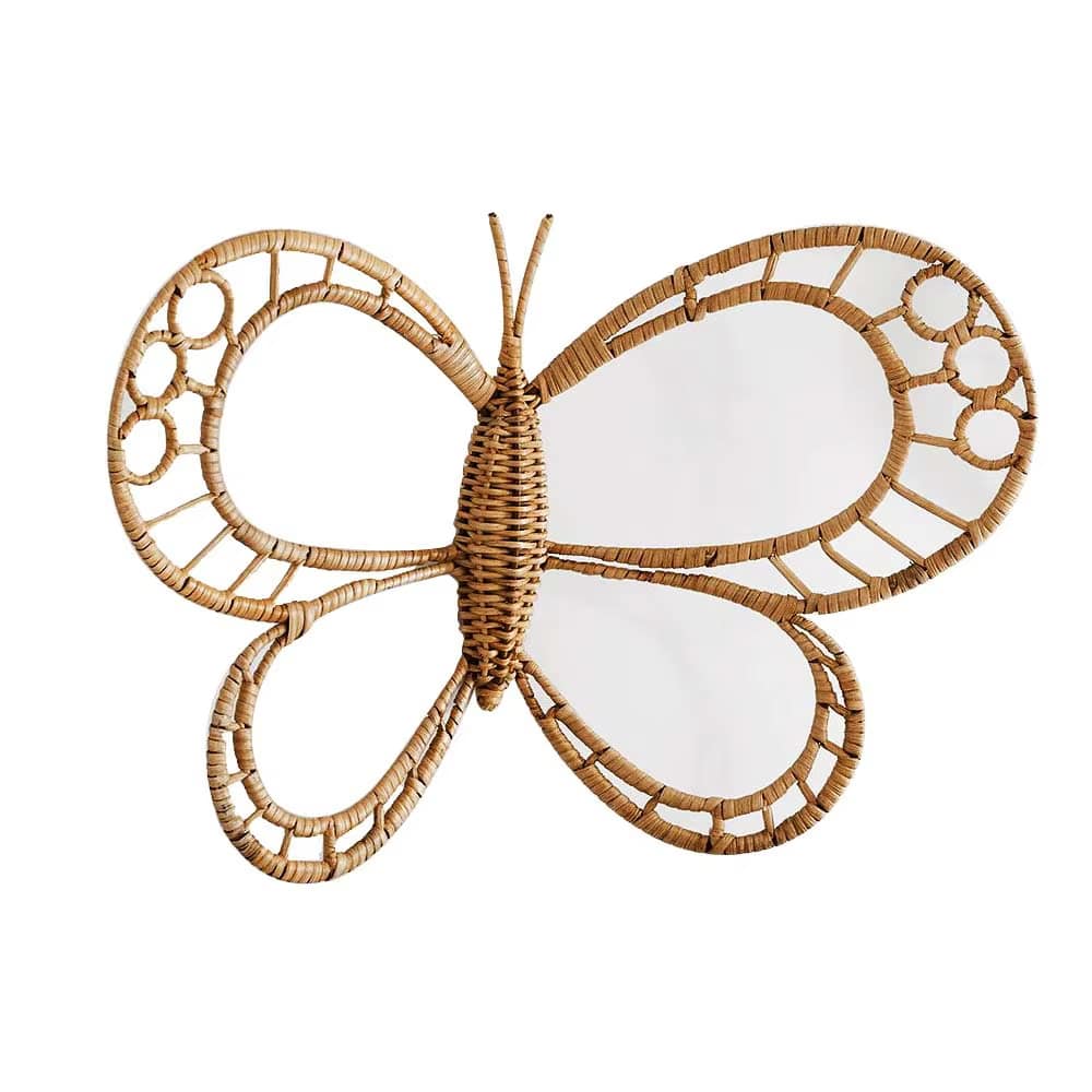 Hand-braided rattan butterfly wall decor