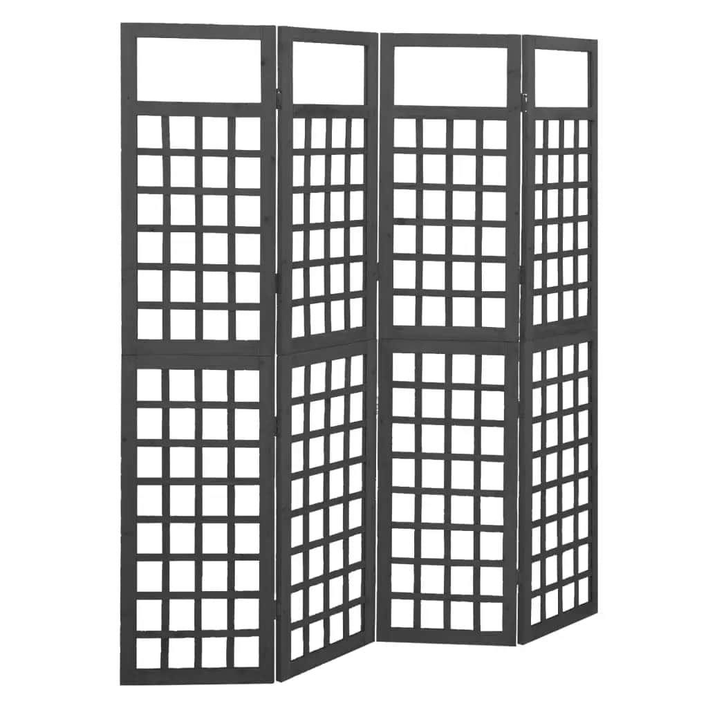 Modern matte black fir room divider with open slats