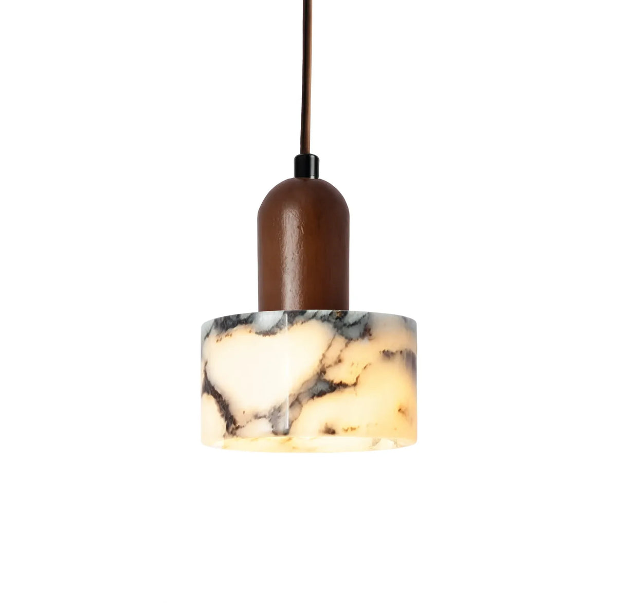 Himère marble and dark wood pendant light