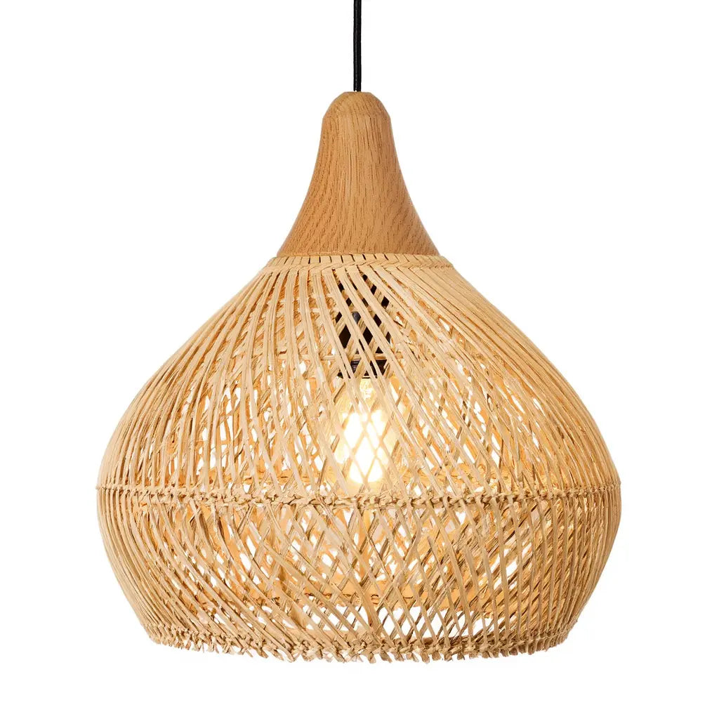 Mistral rattan teardrop pendant light – beige variant