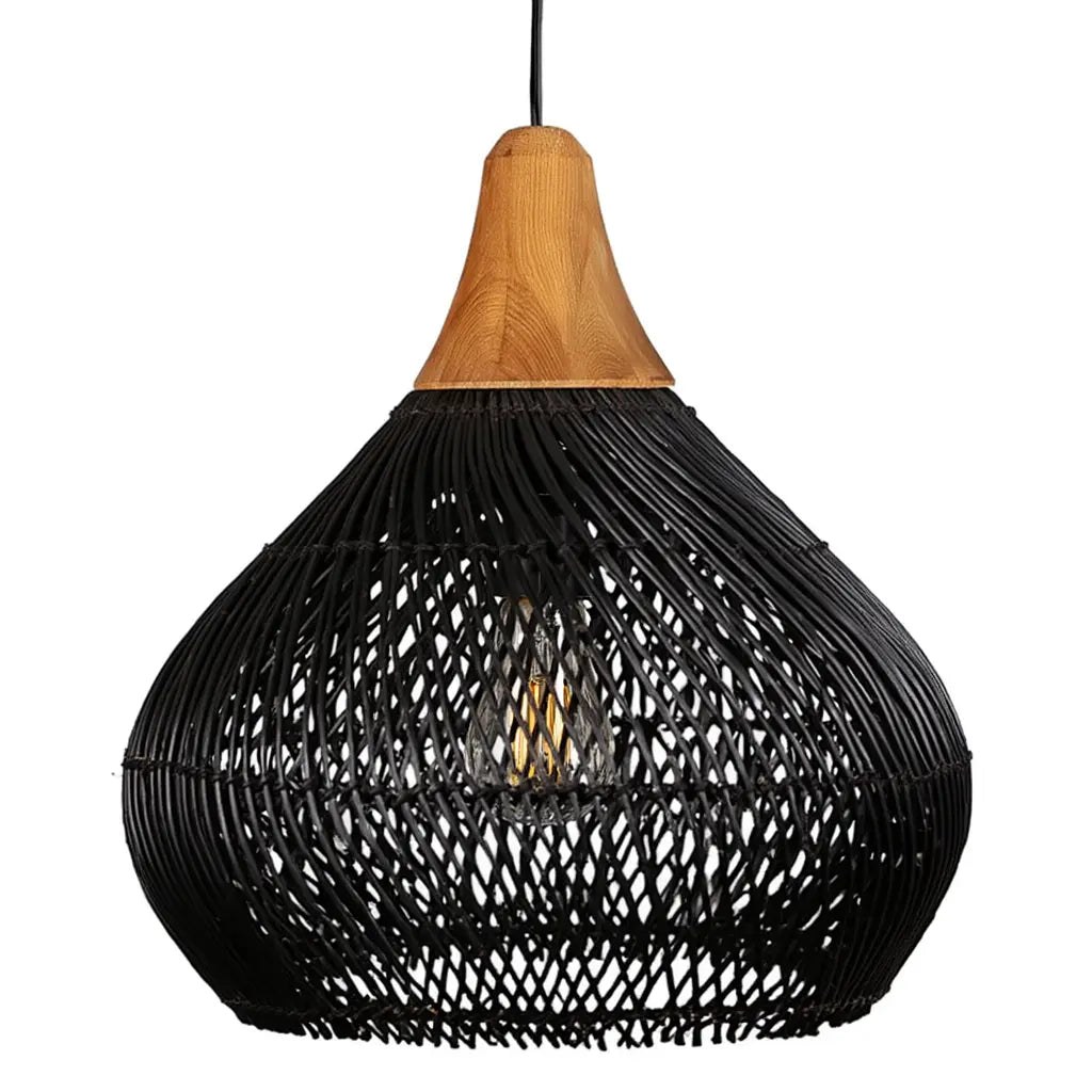 Mistral rattan teardrop pendant light – black variant, another view