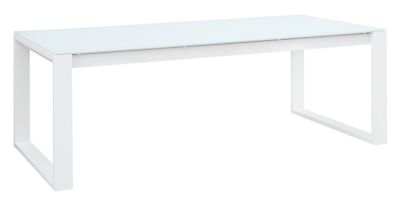 Como white aluminum glass-top outdoor dining table, 240 cm