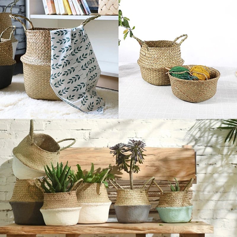 Black handmade rattan storage basket – multiple views (3)