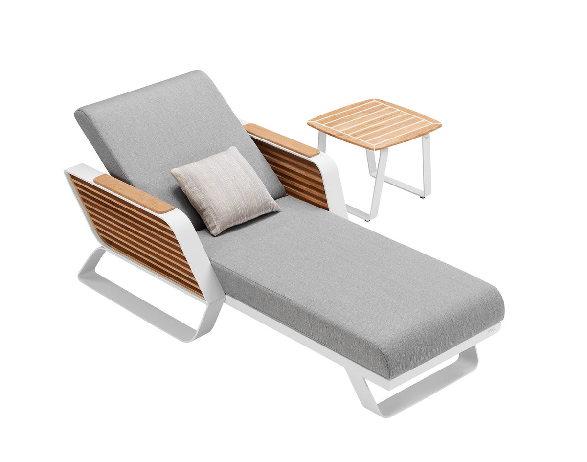 Aily aluminum and teak chaise lounge – another view