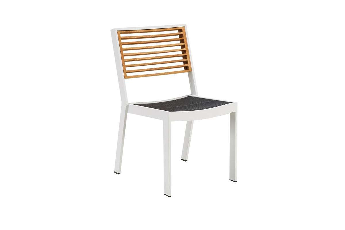 York white aluminum and teak bistro dining set for four – another view (2)