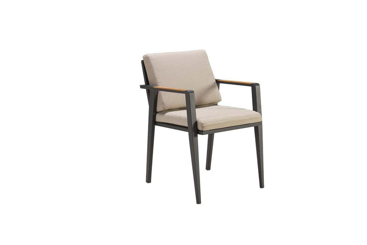 Lovy square aluminum and teak dining set for four – another view