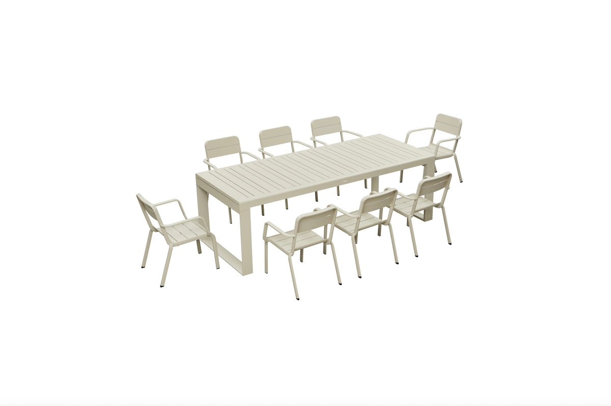 Jenna telescopic beige aluminum outdoor dining table – another view