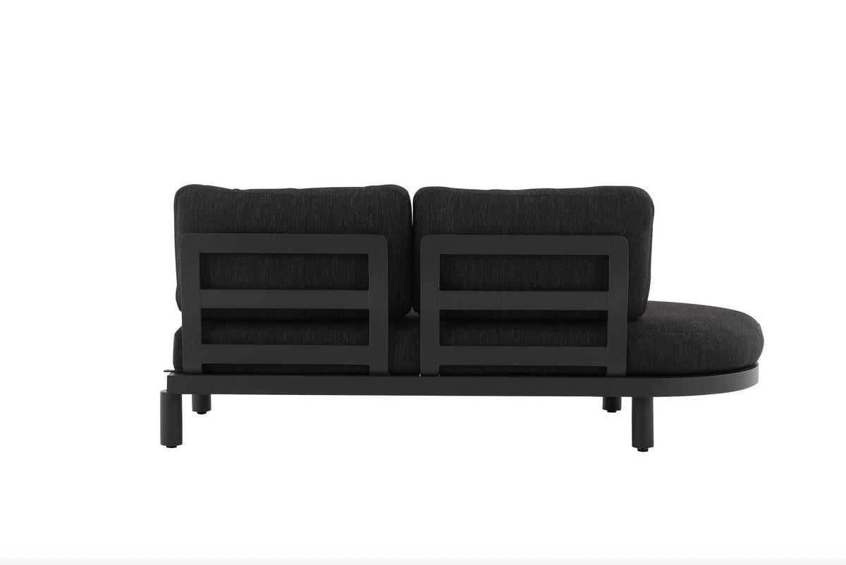 Alba anthracite aluminum corner sofa set with thick gray olefin cushions – another view