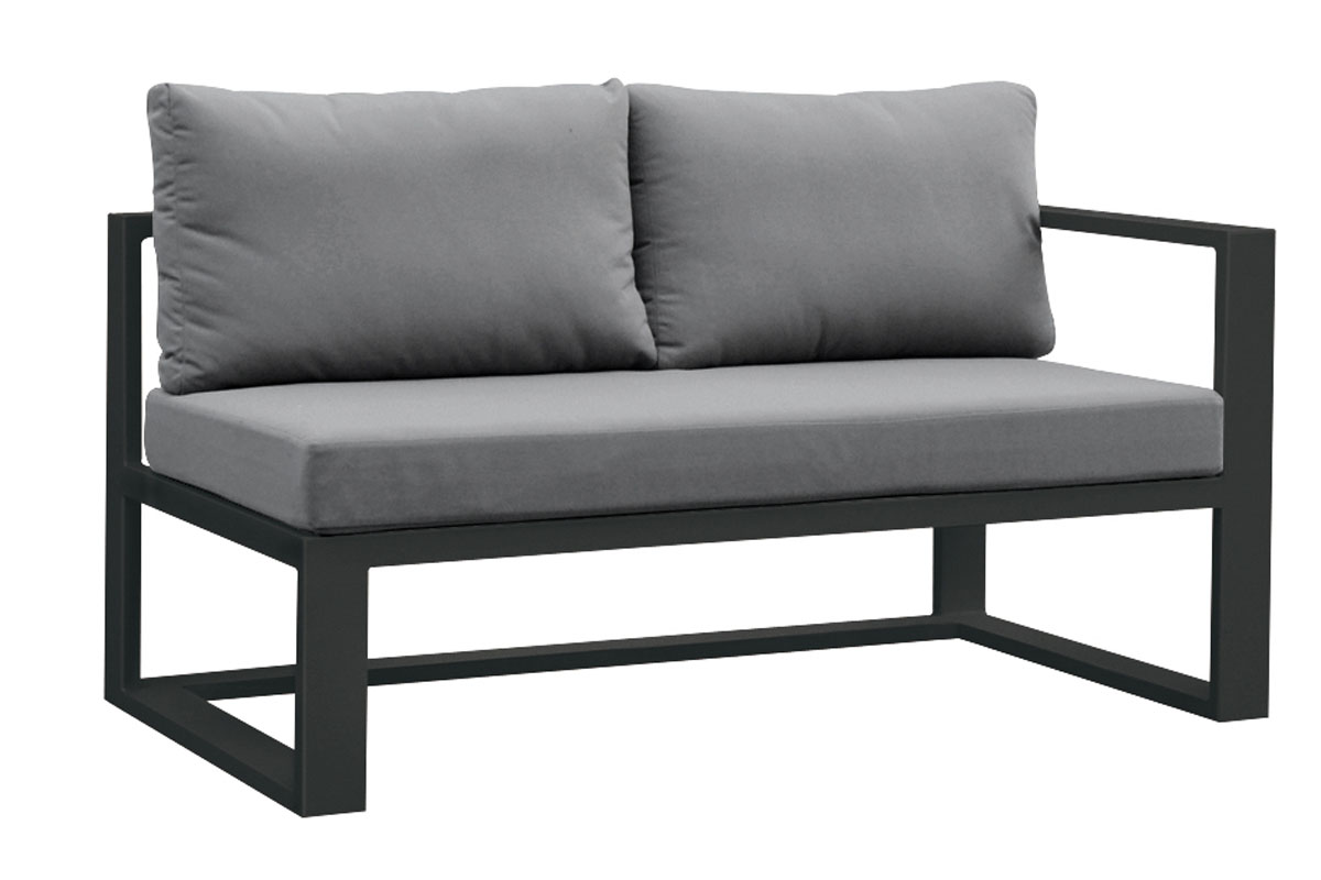 Chaise from the Belly Cool black aluminum outdoor sectional with lift-top coffee table – another view