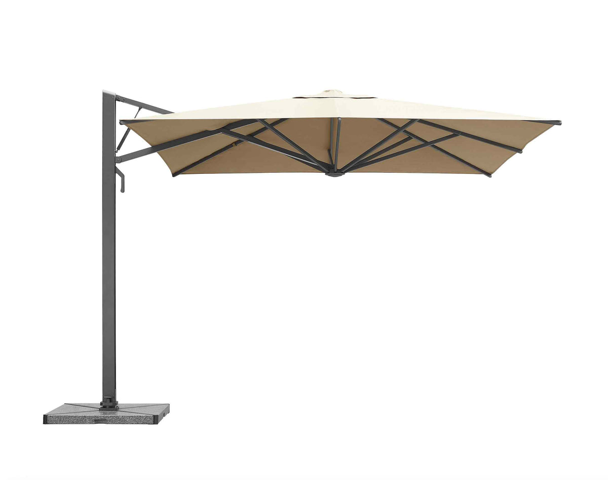 Sofy gray aluminum 3 x 3 m offset umbrella with beige canopy