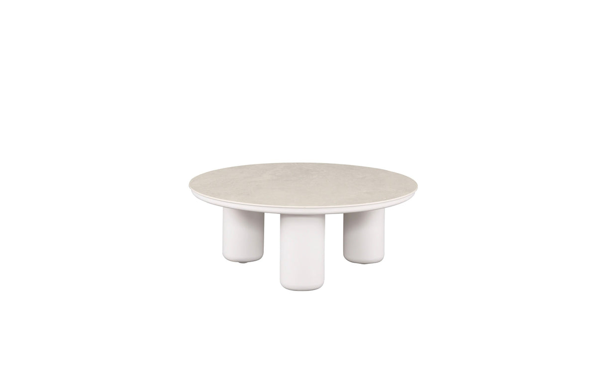 Coffee table from the Iris Cosy white aluminum outdoor sectional with extra-wide corner seat – another view (2)