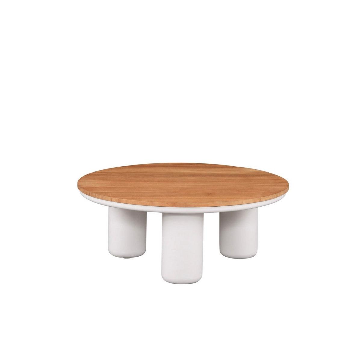 Iris small round aluminum and teak outdoor coffee table