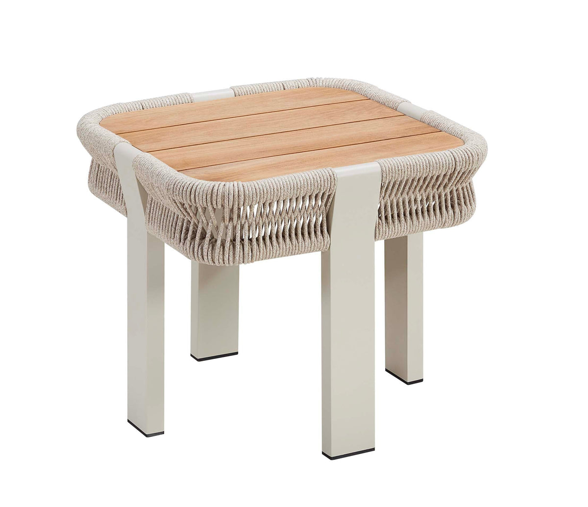 Side table for the Olby aluminum and beige rope chaise lounge – another view