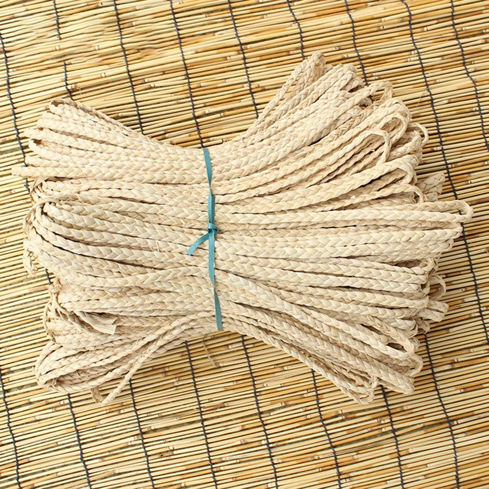 Straw-weave rattan decor accent in warm beige