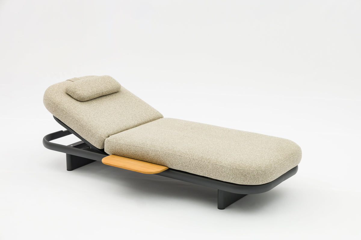 Rosa charcoal gray padded aluminum chaise lounge – another view