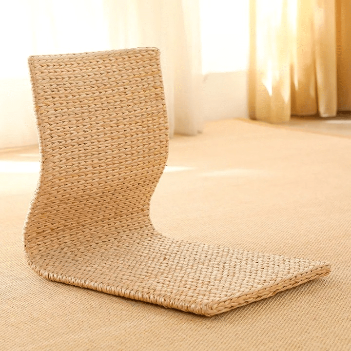 Modern Japanese-style wicker chair in natural beige – another view
