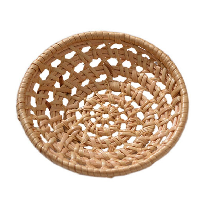 Round handwoven rattan bread and serving basket