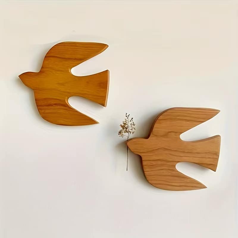 Wooden swallow wall decor with spread wings