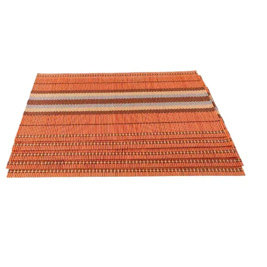 Set of five boho woven bamboo placemats – another view