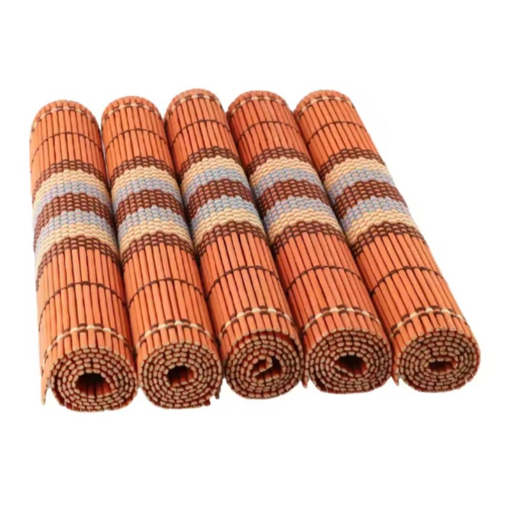 Set of five boho woven bamboo placemats