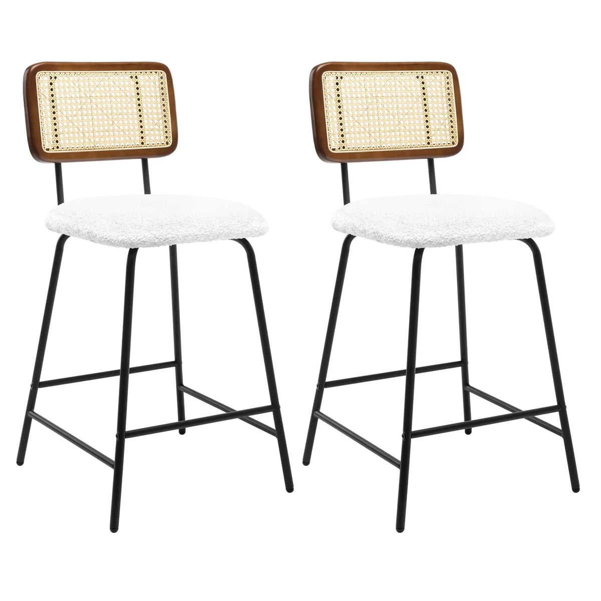 Set of two rattan-look bar stools with padded seats