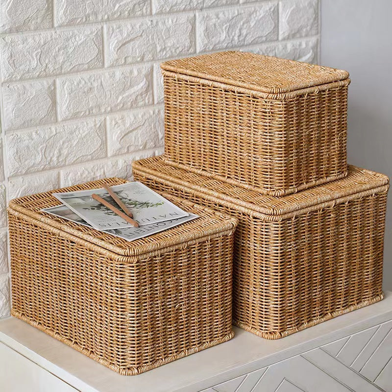 Lightweight natural rattan trunk with tightly braided sides