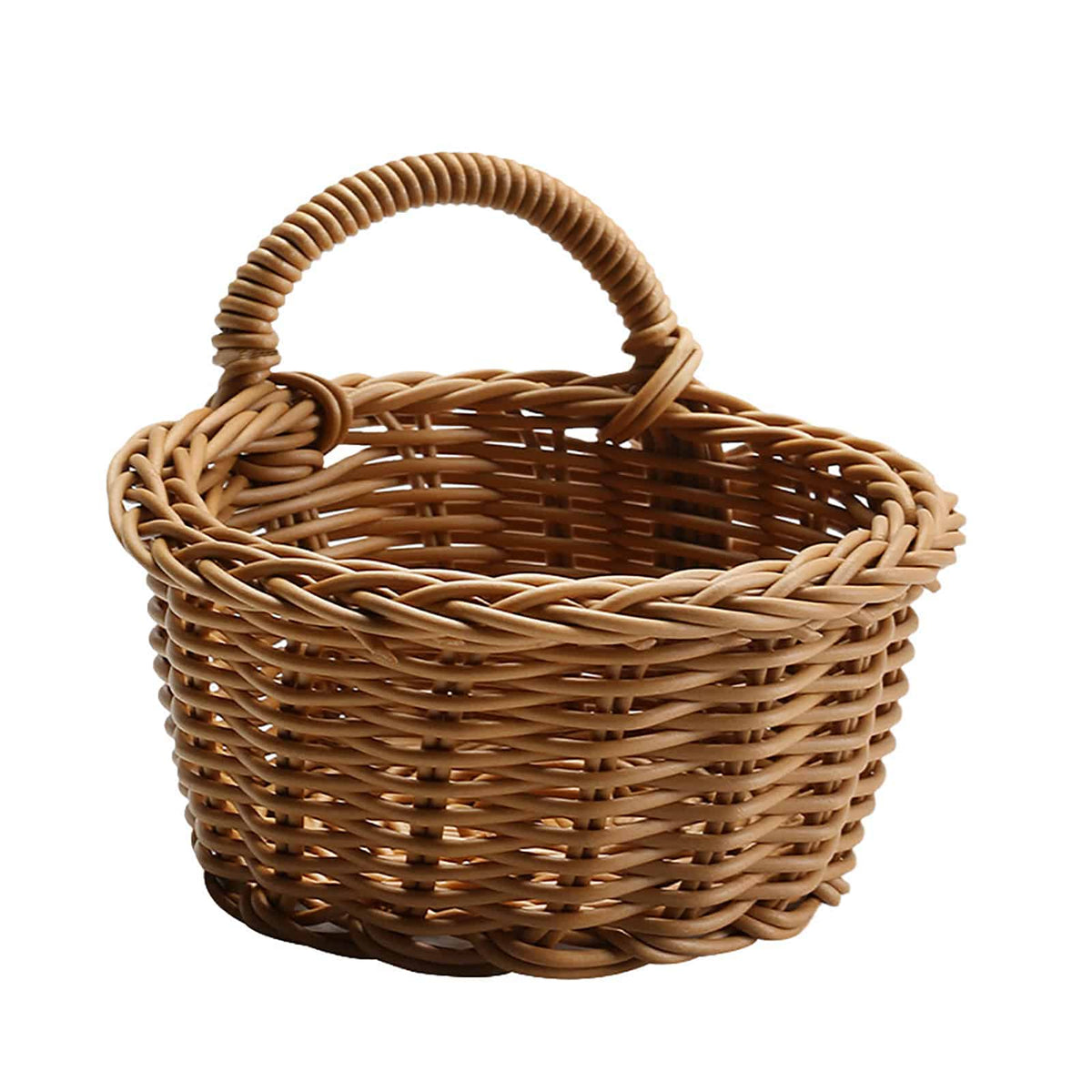 Handmade woven storage basket with a reinforced rim and handles – another view (2)