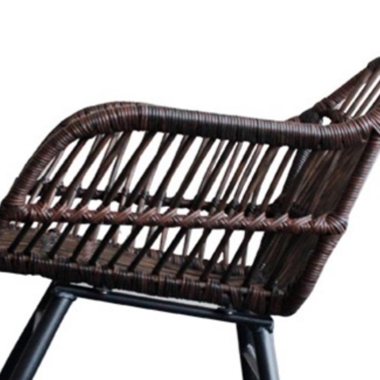 Dark brown hand-braided rattan rocking chair