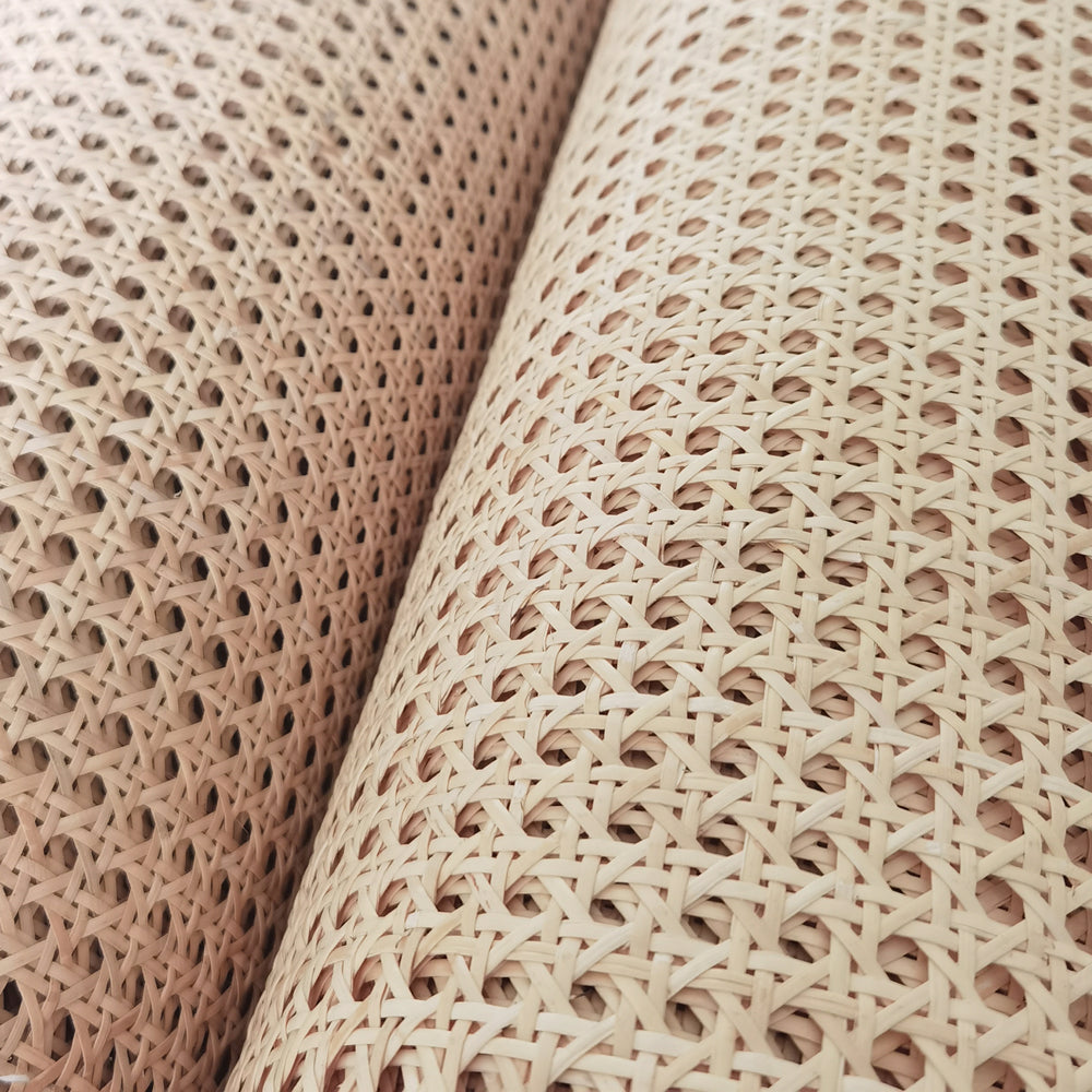 Bleached round mesh rattan cane webbing roll – close-up detail