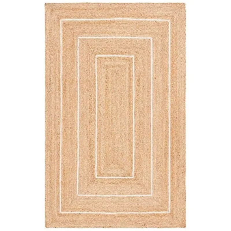 Modern rectangular wicker-look woven rug